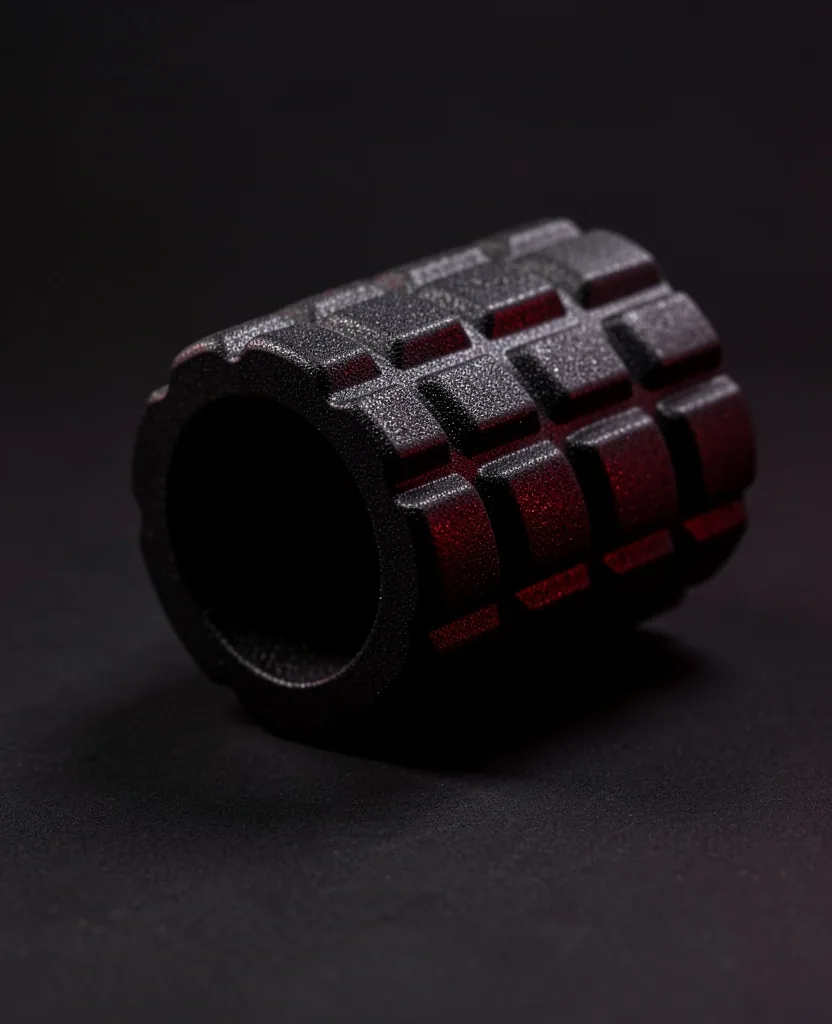 High-density foam roller with red accent lighting