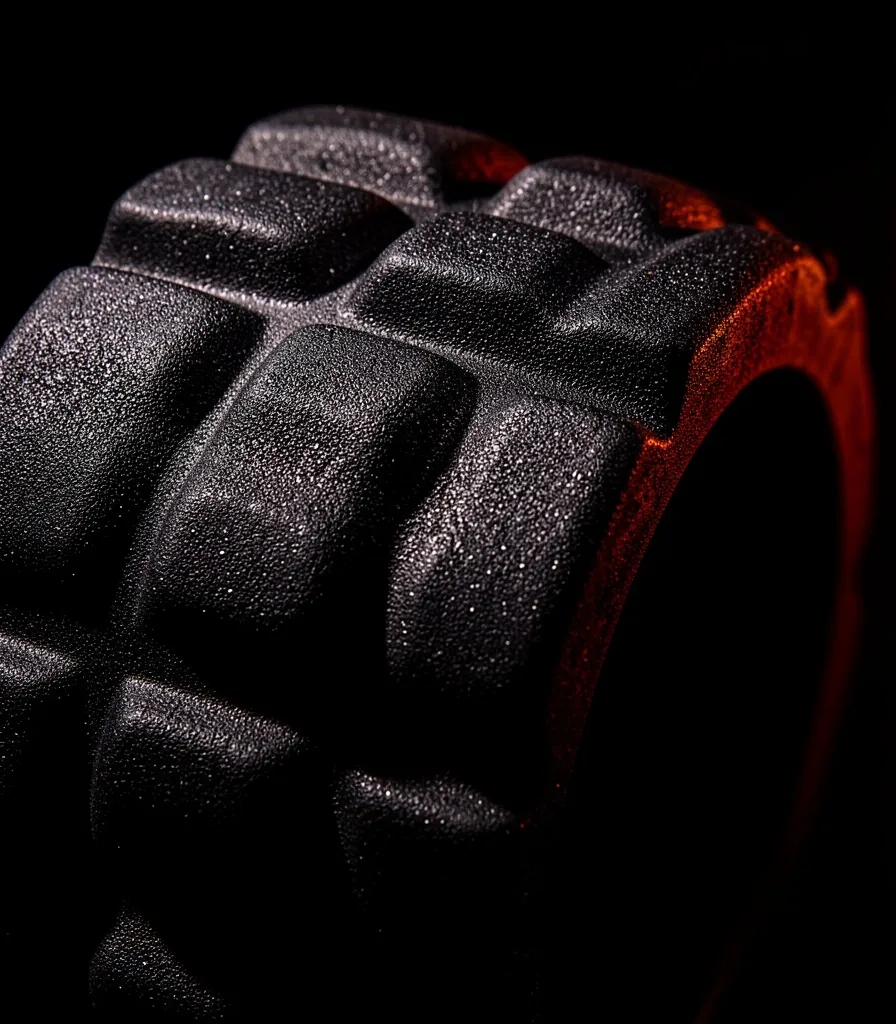 High-density foam roller with textured grid surface
