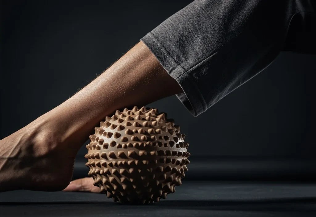 Rolling a massage ball under the foot